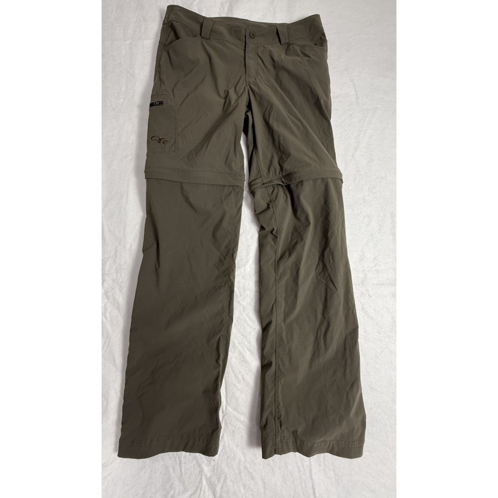 Outdoor Research Equinox Convertible Pants Women's 4 Brown Khaki Zip Pockets